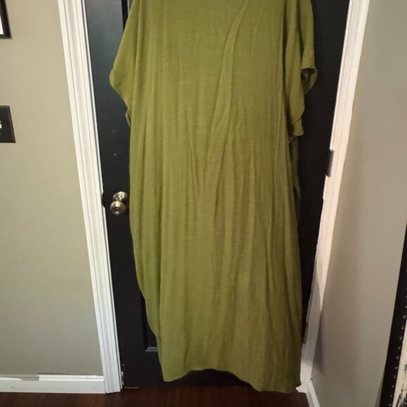 Kimono duster with short sleeves embroidery detail Green One Size - Picture 3 of 3